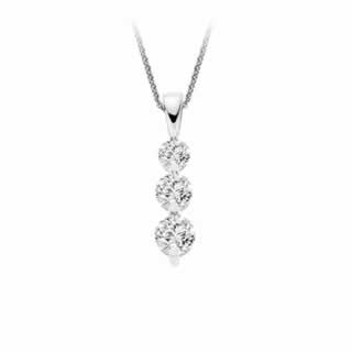 Three Stone Drop Diamond Pendant in 9K White Gold (0.30ct tw.)